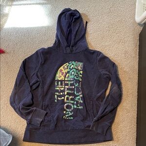 The North Face Dark Blue Hoodie with Vibrant Logo